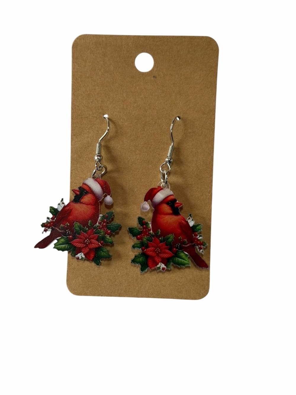 Festive Red Cardinal Drop Earrings - Women Accessories